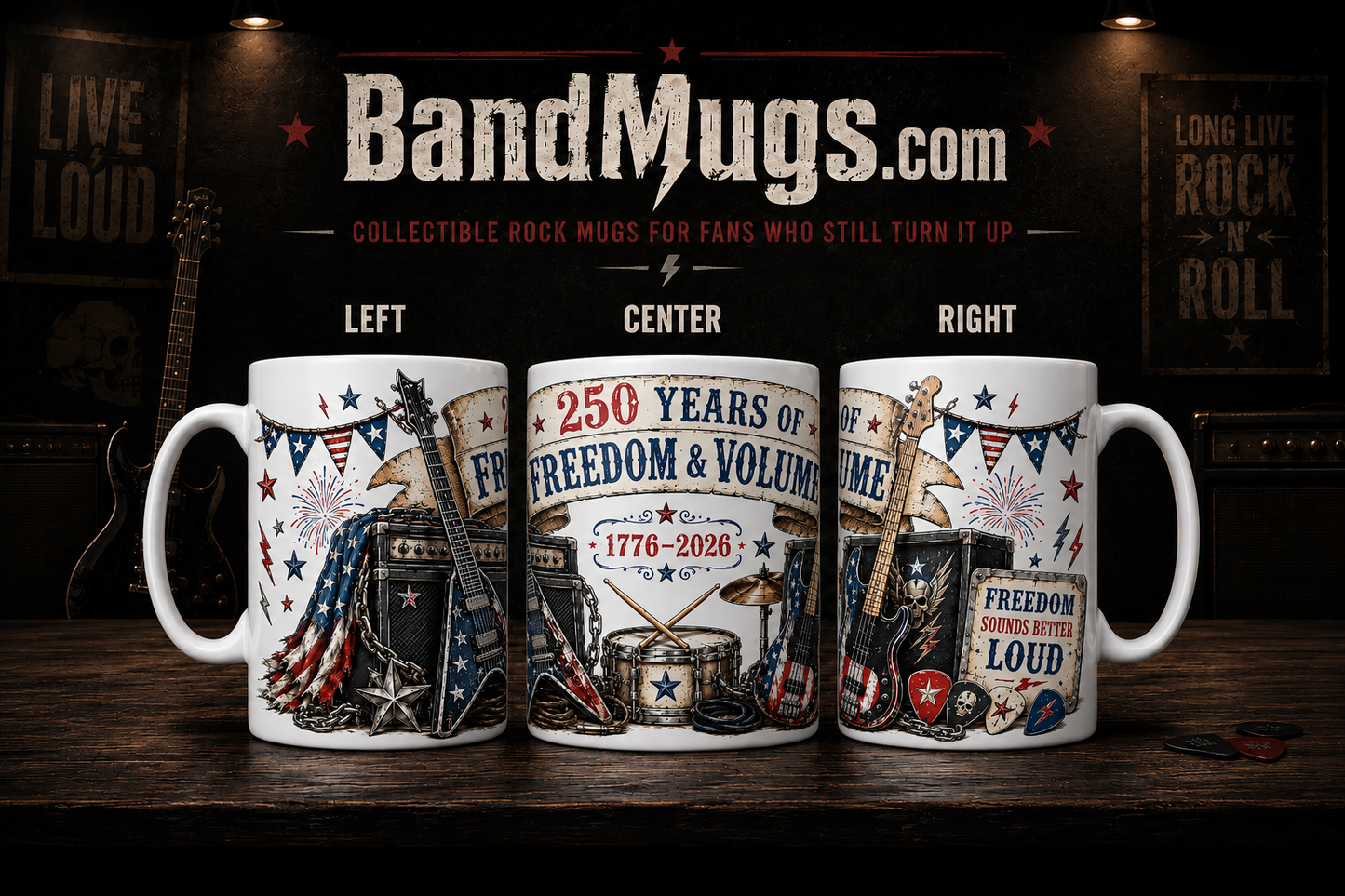 Loud and Proud 250 Years of Freedom & Volume 15 oz Rock Mug