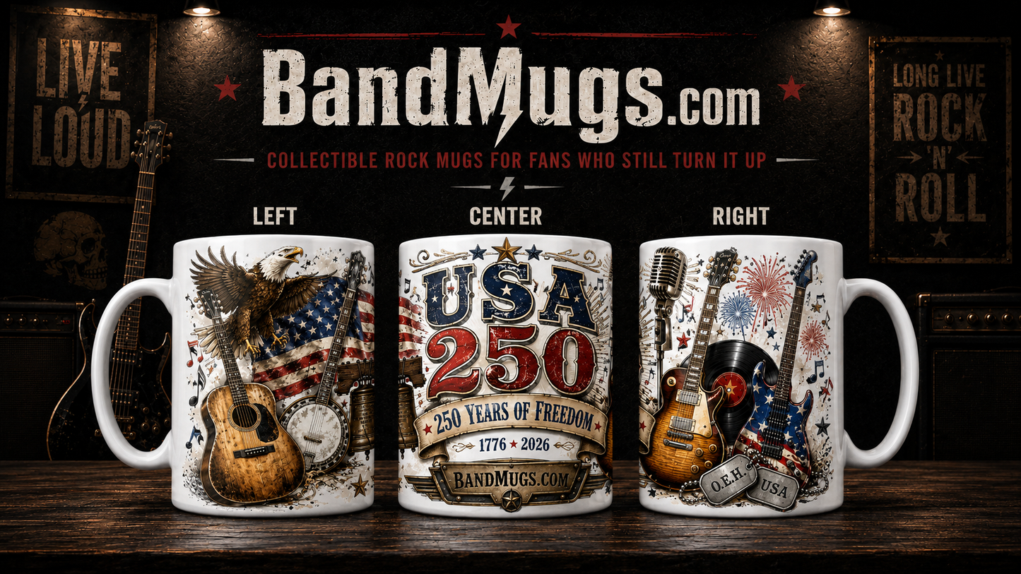 250 Years of Freedom & Volume 15 oz Rock Mug – Patriotic Guitars