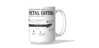 The Hair Metal Guitar Mug – Rock & Roll Instrument Anatomy Series – Collectible 15 oz Guitar Mug