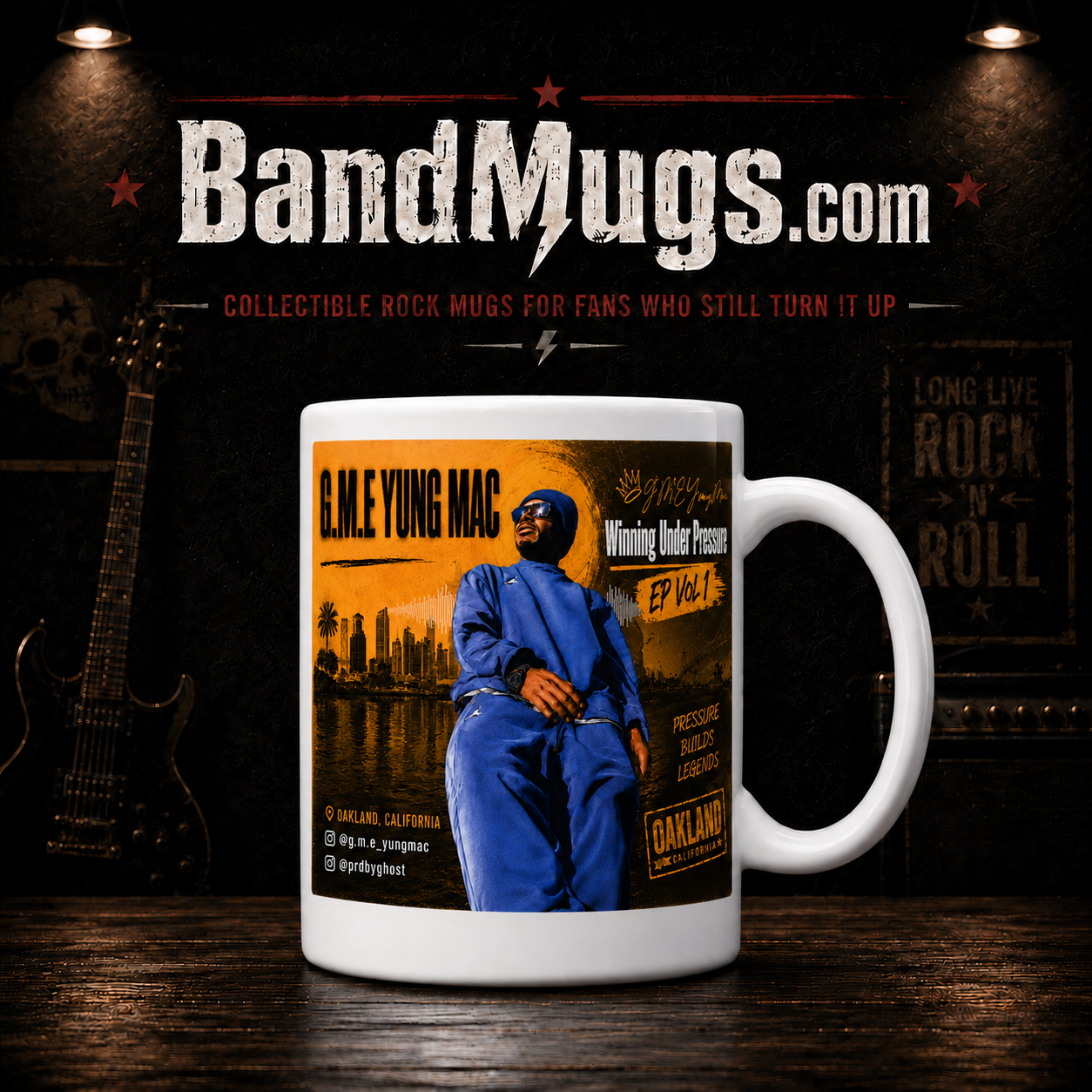 G.M.E Yung Mac “Winning Under Pressure” Artist Mug Officially Licensed 15 Ounce Tall Mug