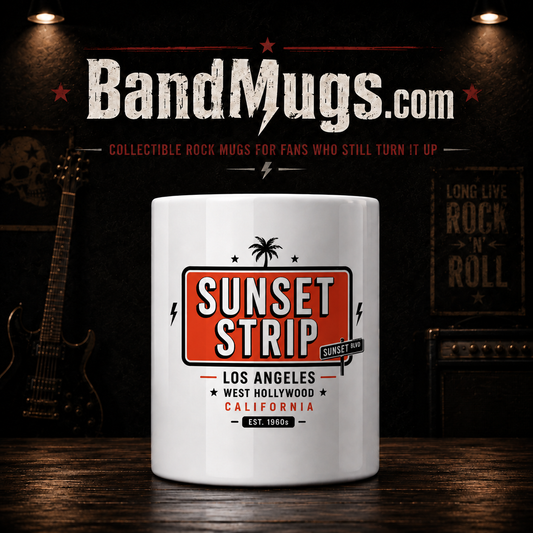 Sunset Strip West Hollywood Rock Mug – 15 oz Retro California Rock Souvenir Mug