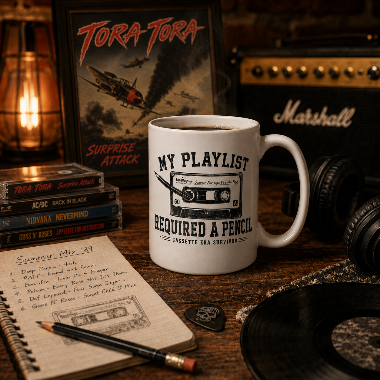 My Playlist Required a Pencil Mug – Retro Cassette Era Funny Coffee Mug