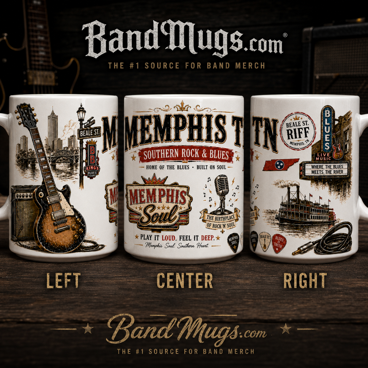 Memphis TN Southern Rock & Blues 15 oz Collectible Mug “Memphis Soul for Your Morning Coffee.”