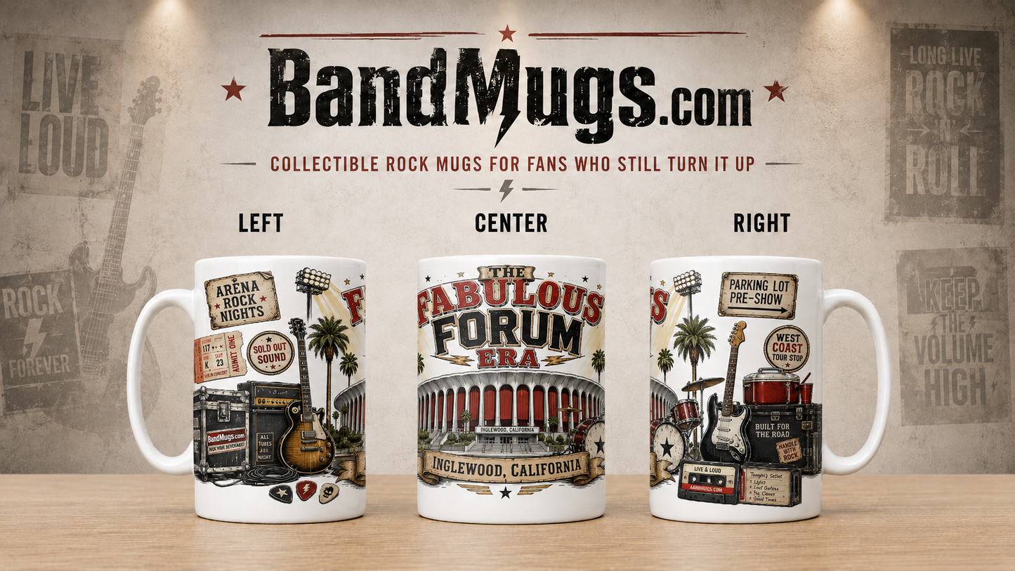 The Fabulous Forum Era Mug – Inglewood, California Arena Rock Concert Nostalgia 15 oz Coffee BandMugs.com