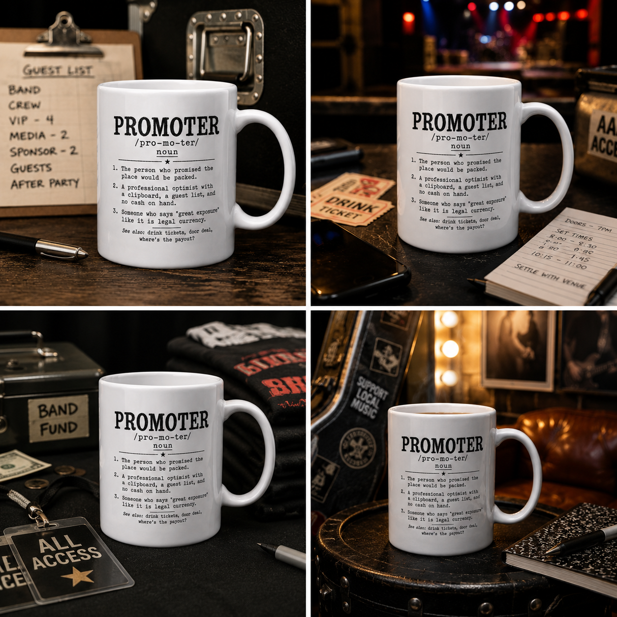 The PROMOTER Funny Musician Definition Mug – 15 oz Rock Band Coffee Mug