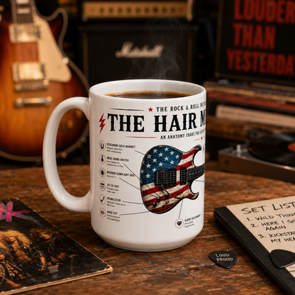 The Hair Metal Guitar Mug – Rock & Roll Instrument Anatomy Series – Collectible 15 oz Guitar Mug