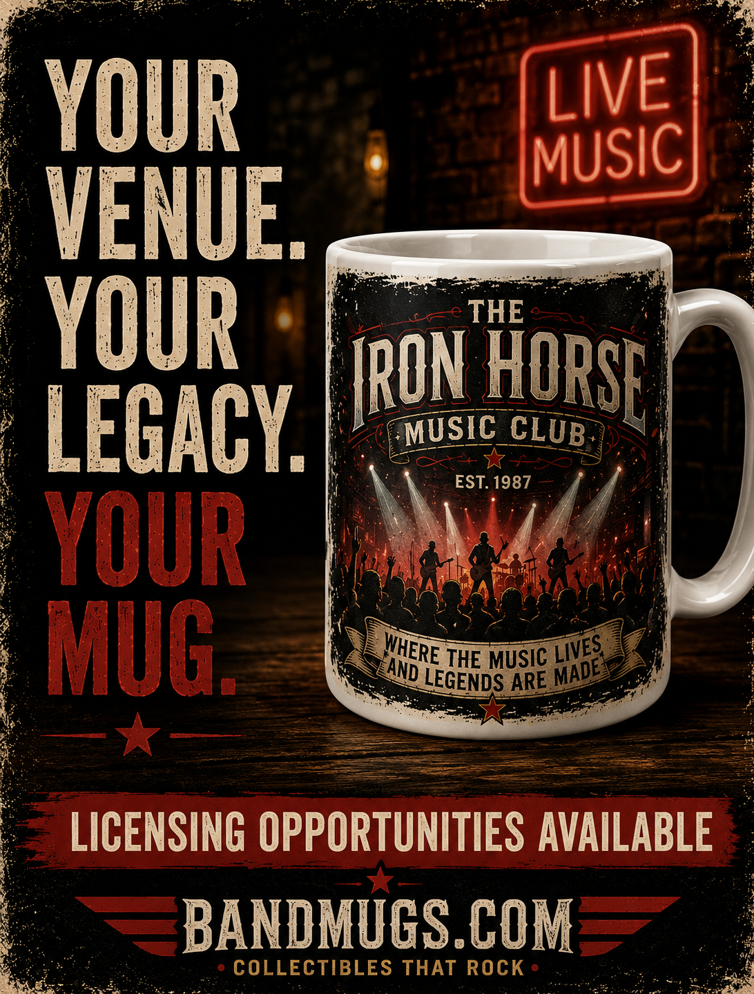 Sample: Classic Rock Sunset Strip Mug – Collectible 15 oz Rock Music Coffee Mugduct