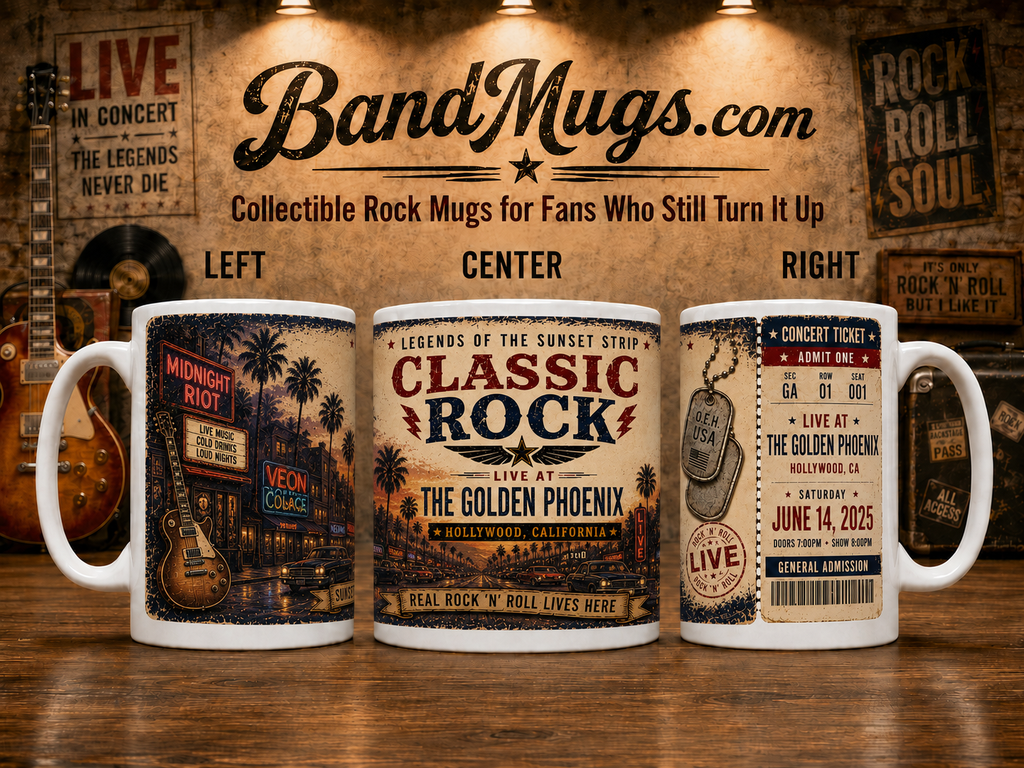 Sample: Classic Rock Sunset Strip Mug – Collectible 15 oz Rock Music Coffee Mugduct