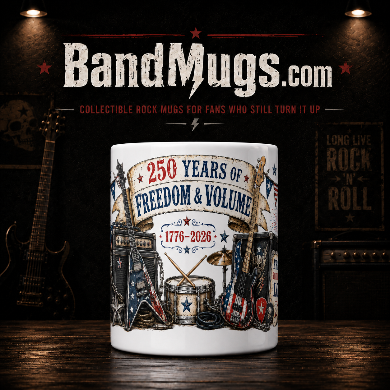 Loud and Proud 250 Years of Freedom & Volume 15 oz Rock Mug