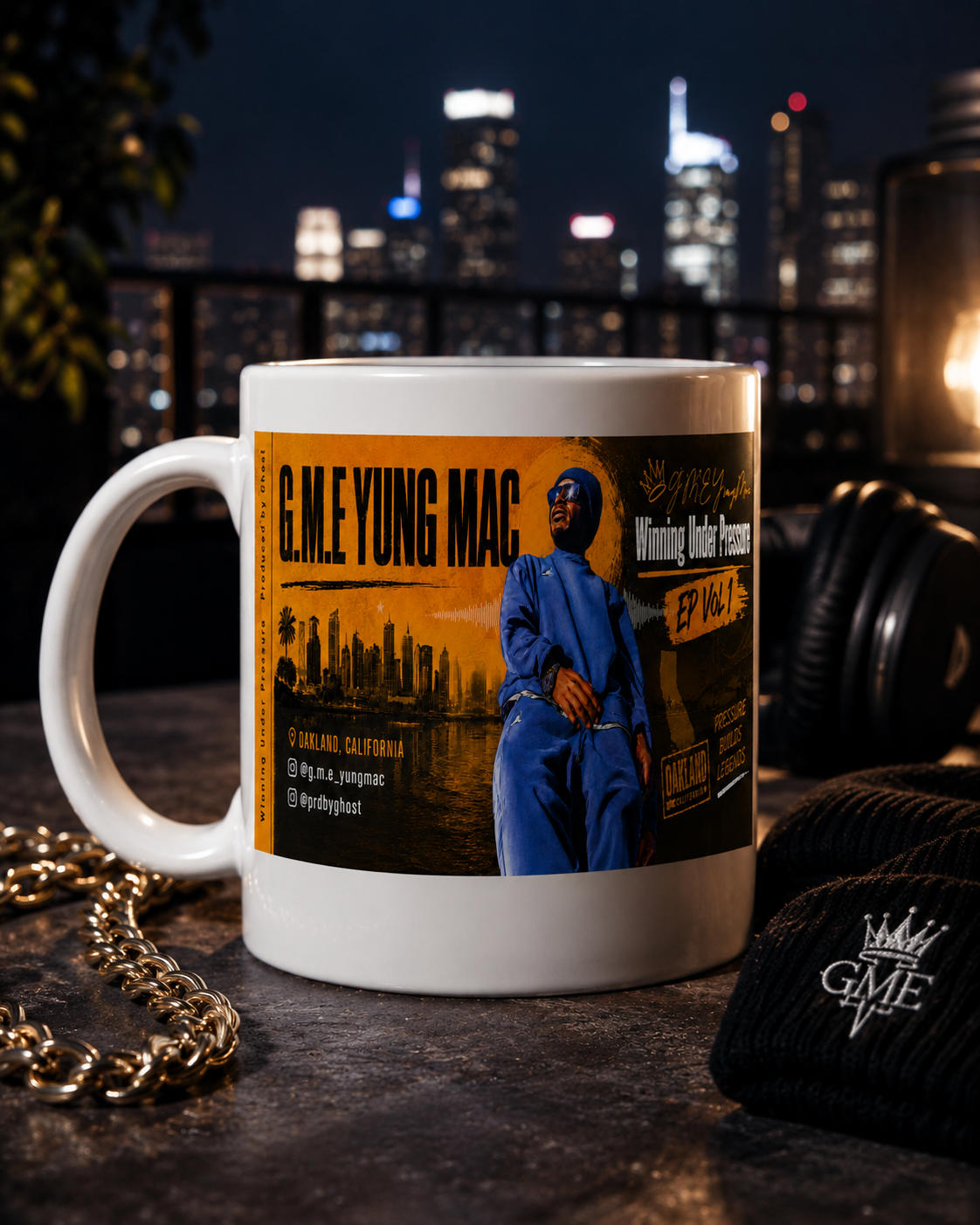 G.M.E Yung Mac “Winning Under Pressure” Artist Mug Officially Licensed 15 Ounce Tall Mug