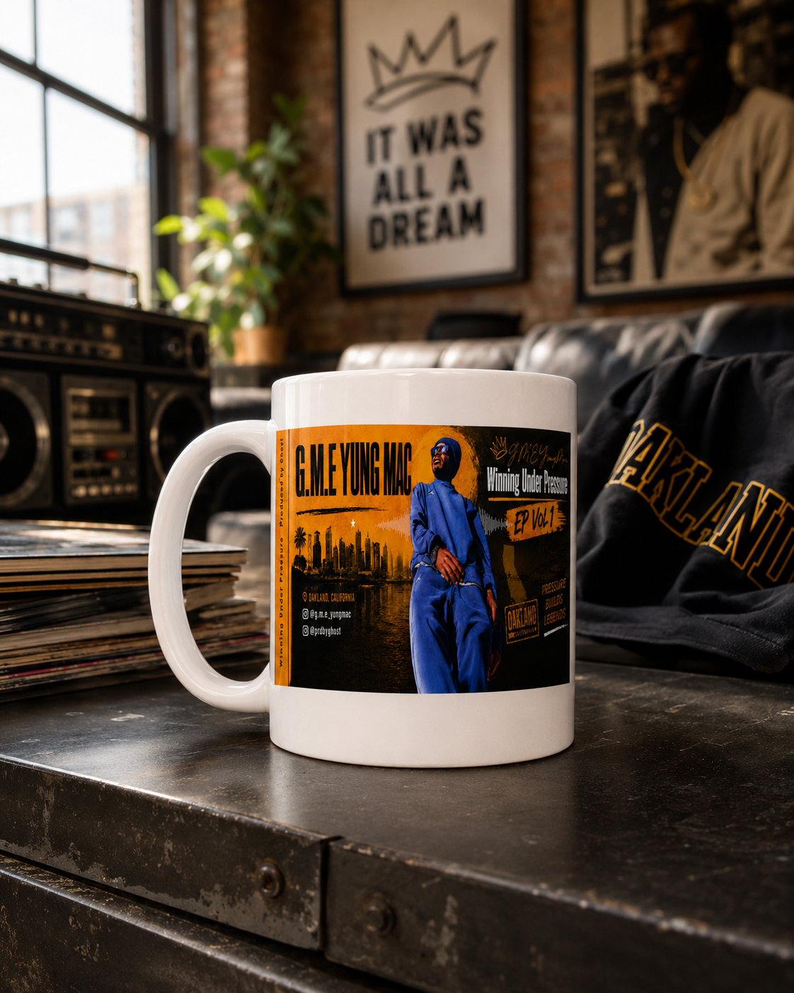 G.M.E Yung Mac “Winning Under Pressure” Artist Mug Officially Licensed 15 Ounce Tall Mug