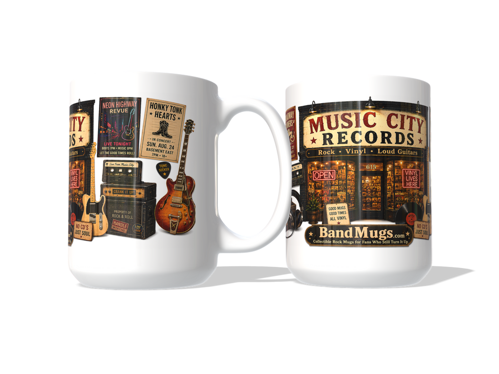 Boston Sound Records 15 oz Mug – Classic Rock Record Shop Coffee Mug