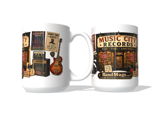 Boston Sound Records 15 oz Mug – Classic Rock Record Shop Coffee Mug