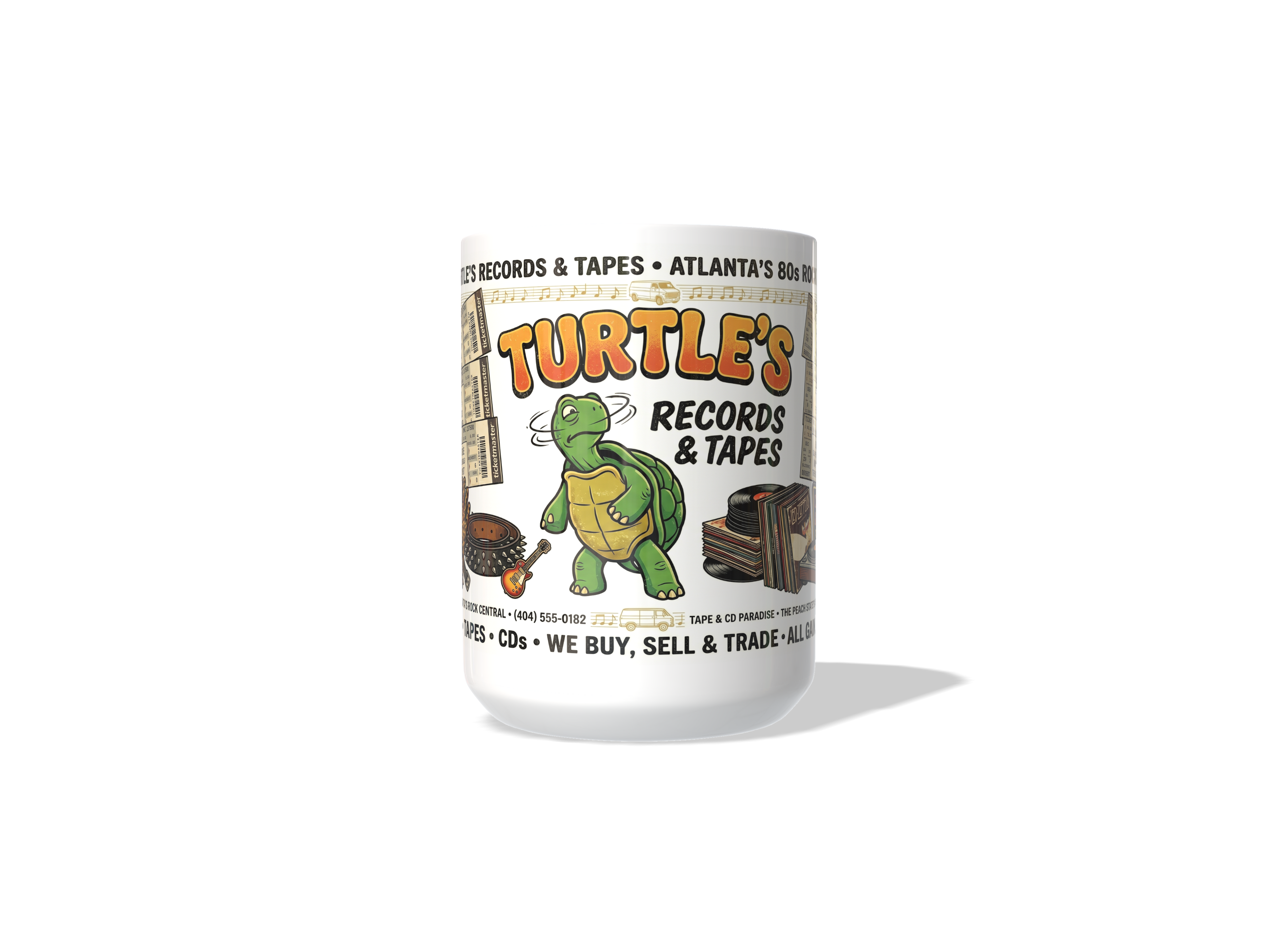 Turtle's Records & Tapes Vintage 80s Rock Mug | Atlanta Nostalgia