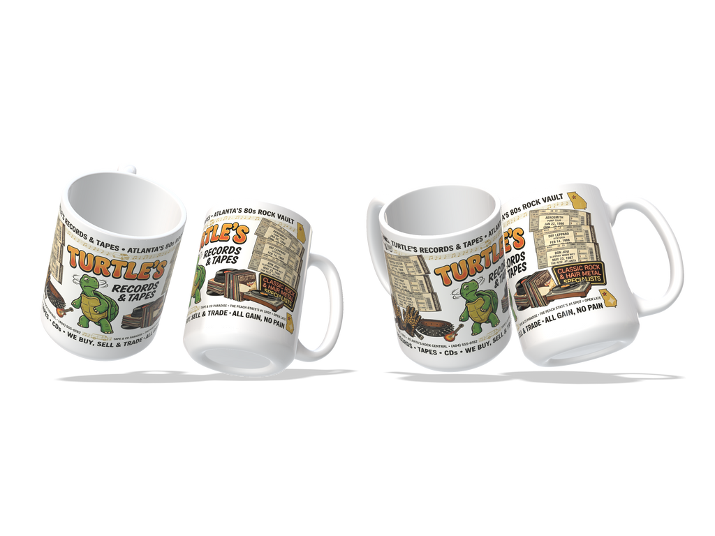 Turtle's Records & Tapes Vintage 80s Rock Mug | Atlanta Nostalgia