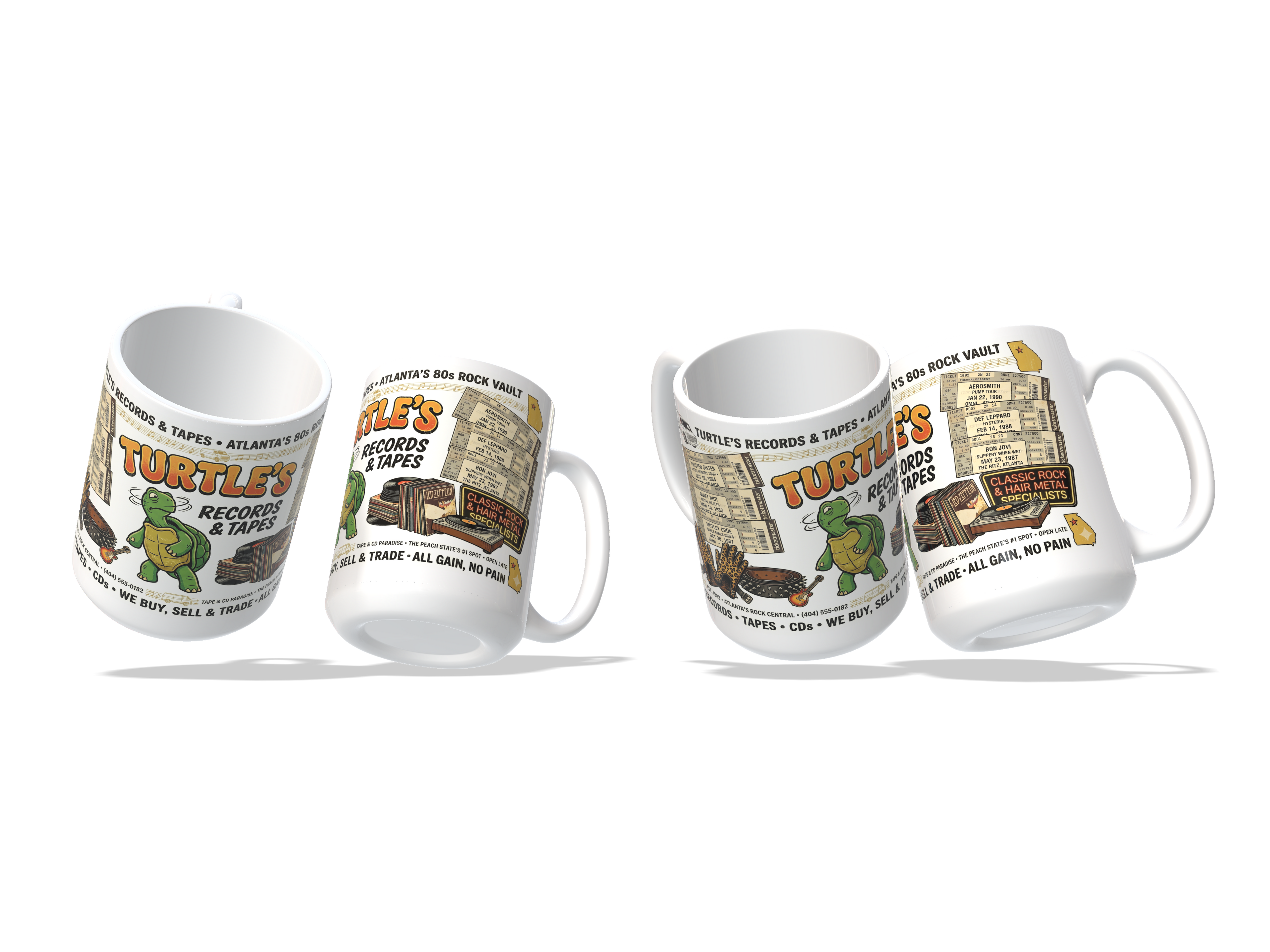 Turtle's Records & Tapes Vintage 80s Rock Mug | Atlanta Nostalgia