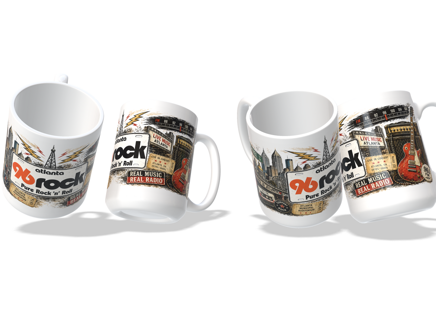 96 Rock Atlanta Mug – Vintage Rock Radio Tribute | 15 oz Coffee BandMugs.com