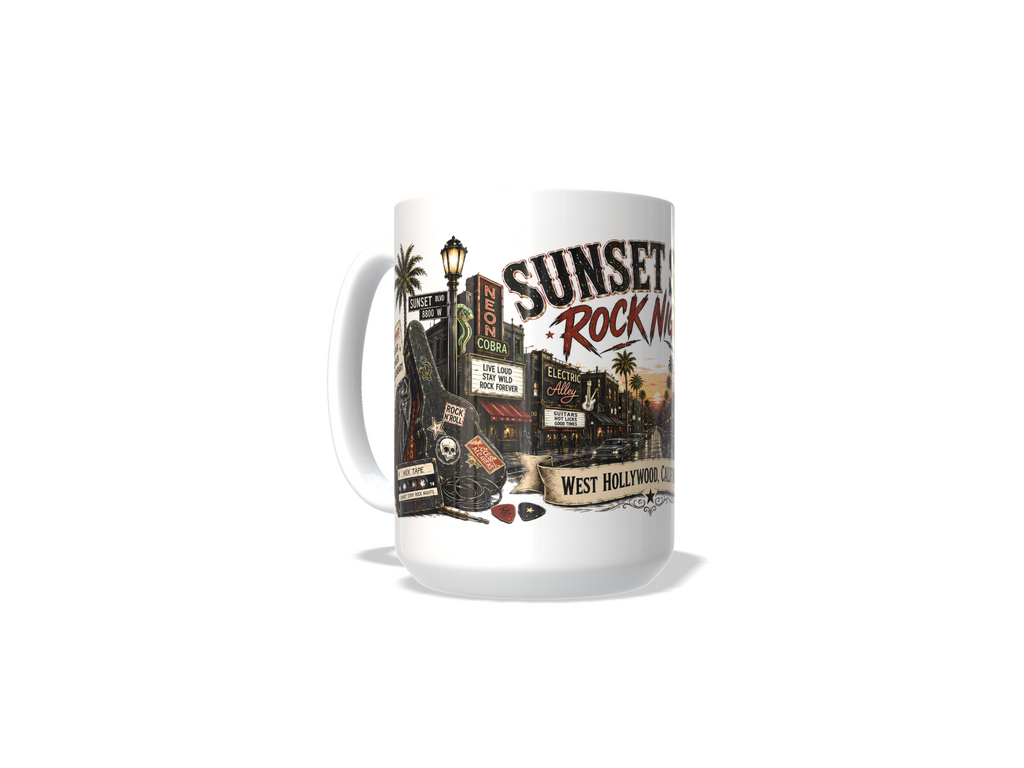Sunset Strip Rock Nights Mug – West Hollywood Classic Rock 15 oz Collectible Coffee Mug