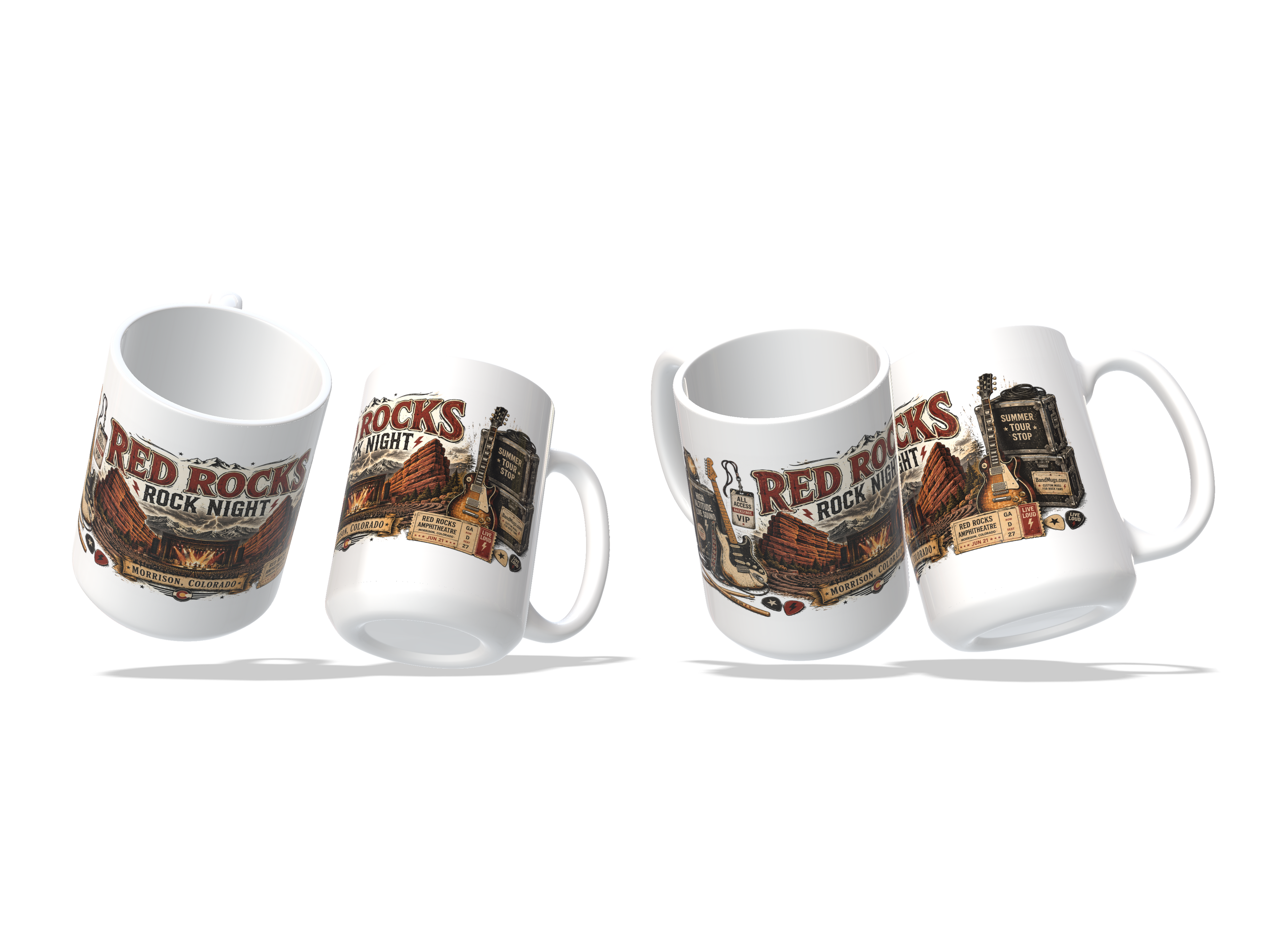 Red Rocks Rock Night Commemorative Mug | Morrison, CO Concert Nostalgia 15 oz Coffee BandMugs.com