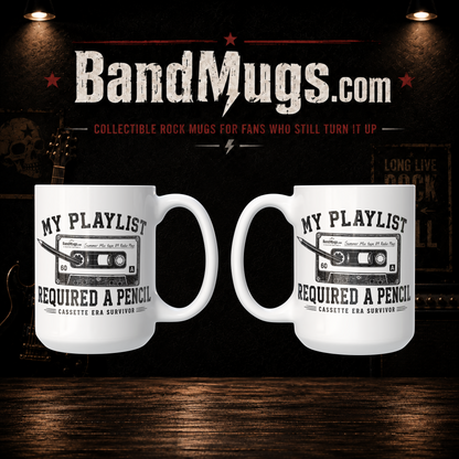 My Playlist Required a Pencil Mug – Retro Cassette Era Funny Coffee Mug