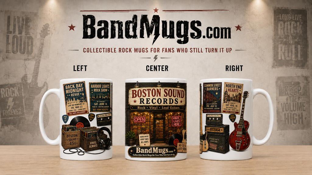 Boston Sound Records 15 oz Mug – Classic Rock Record Shop Coffee Mug