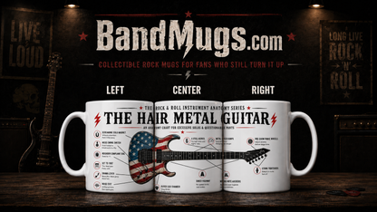The Hair Metal Guitar Mug – Rock & Roll Instrument Anatomy Series – Collectible 15 oz Guitar Mug