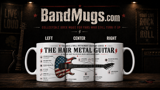 The Hair Metal Guitar Mug – Rock & Roll Instrument Anatomy Series – Collectible 15 oz Guitar Mug