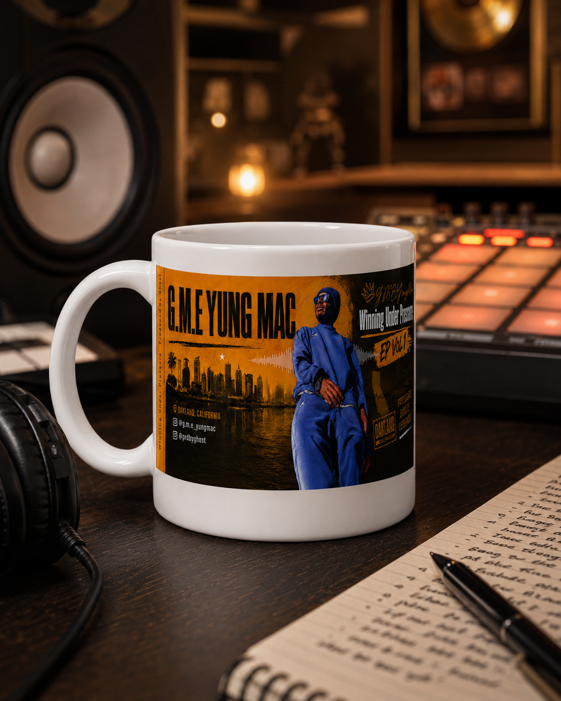 G.M.E Yung Mac “Winning Under Pressure” Artist Mug Officially Licensed 15 Ounce Tall Mug