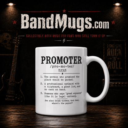 The PROMOTER Funny Musician Definition Mug – 15 oz Rock Band Coffee Mug