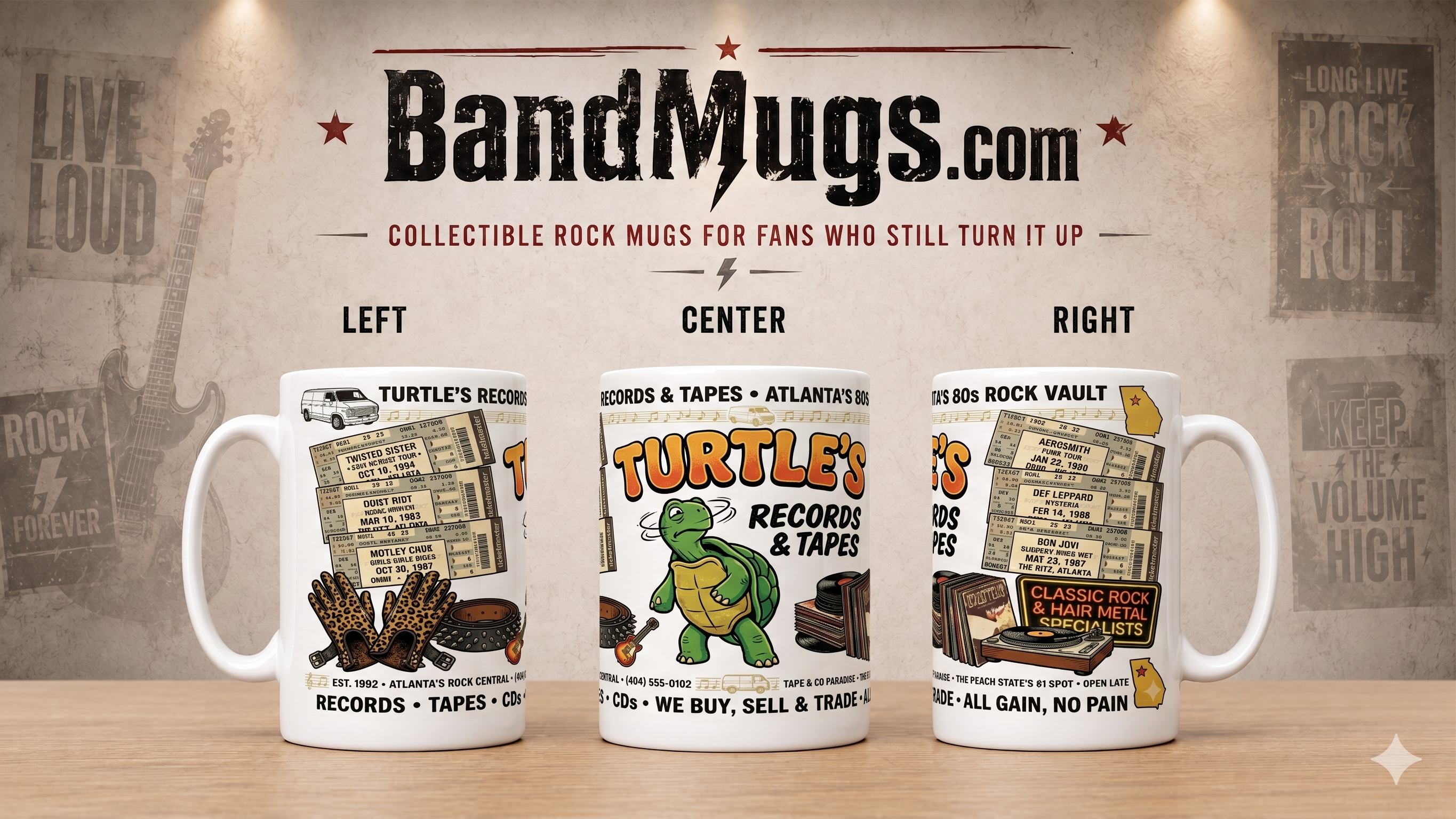 Turtle's Records & Tapes Vintage 80s Rock Mug | Atlanta Nostalgia
