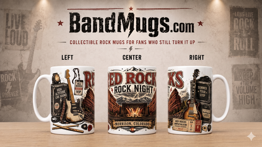 Red Rocks Rock Night Commemorative Mug | Morrison, CO Concert Nostalgia 15 oz Coffee BandMugs.com